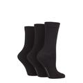 Ladies 3 Pair SOCKSHOP Patterned Plain and Striped Bamboo Socks Black Plain 4-8 Ladies