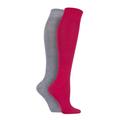 2 Pair Alpine Red Plain Bamboo Knee High Socks with Smooth Toe Seams Ladies 4-8 Ladies - SOCKSHOP