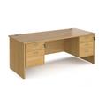 Office Desk | Rectangular Desk 1800mm With Double Pedestal | Oak Top And Panel End Leg | 800mm Depth | Maestro 25 MP18P23O