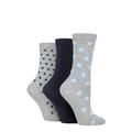 Ladies 3 Pair SOCKSHOP TORE 100% Recycled Spots Cotton Socks Grey 4-8 Ladies