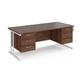 Office Desk | Rectangular Desk 1800mm With Double Pedestal | Walnut Top With White Frame | 800mm Depth | Maestro 25 MC18P33WHW