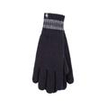 Mens 1 Pack SOCKSHOP Heat Holders Cedar Stripe Cuff Gloves Navy L/XL
