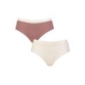 Ladies 2 Pack Sloggi GO Ribbed Hipster Briefs Brown Small