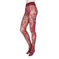 1 Pair Red Platino Floral Knit Opaque Tights Ladies Small - Trasparenze