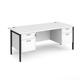 Office Desk | Rectangular Desk 1800mm With Double Pedestal | White Top With Black Frame | 800mm Depth | Maestro 25 MH18P22KWH