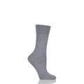1 Pair Light Grey Melange Sensitive London Left And Right Comfort Cuff Cotton Socks Ladies 2.5-5 Ladies - Falke