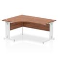 Impulse 1600 Left Hand White Crescent Cable Managed Leg Desk Walnut