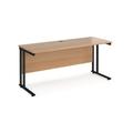 Office Desk | 1600mm Rectangular Desk With Cantilever Leg | Beech Tops With Black Frames | 600mm Depth | Maestro 25