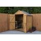 Forest Garden 6x4 Apex Overlap Dipped Wooden Garden Shed With Double Door (No Window)