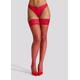 Ann Summers Lace Top Fishnet Hold Up, Size: Small-medium, Red