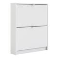 Slim White Shoe Cabinet with 2 Drawers - 6 Pairs