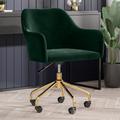 Green Velvet Office Chair with Gold Base - Marley