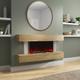 47 Inch Curved Light Oak Effect Wall Mounted Smart Wifi Electric Fire - AmberGlo