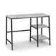 Grey Concrete Effect office Desk with 2 Shelves - Staten - Julian Bowen