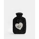 River Island Girls Black Sequin Heart Hot Water Bottle