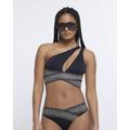 River Island Womens Black Shirred Asymmetric Bikini Top