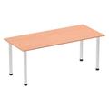 Impulse 1800mm Straight Table Beech Top Brushed Aluminium Post Leg