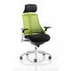 Flex Task Operator Chair White Frame Black Fabric Seat With Green Back