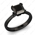 Black Diamond Ring, Sterling Silver Rhodium Engagement Promise Gemstone, Anniversary Gift, Gift For Her