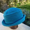 Teal Fleece Cloche Hat, Blue Winter 1920S Warm Cloche, Turquoise Bucket Chemo Hat