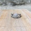 Lab Diamond Ring, Split Shank Engagement Pave Set White Gold Wedding Anniversary Sterling Silver 6769