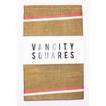 Beige Pocket Square With Orange & White Stripe, Custom Thread