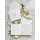 Luxury Regal Large Square Ivory Pocket Silver Foil & Cream Gatefold Wedding Invitation With Monogram Belly Band + Rsvp Envelopes