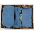 Max Dusty Blue Tie, Mens Pocket Square, Gift Set, Formal Bow Handkerchief, Ties