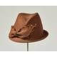 70% Off On Sale - Trilby Hat, Ladies Mocha Brown Felt, Leopard Print, Bow, Handmade Hat