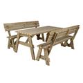 Wooden Picnic Table & Bench Set With Back-Rest, Victoria Compact