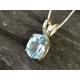 Blue Topaz Pendant, Natural Necklace, December Birthstone, Solitaire Minimalist Silver Adina Stone
