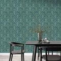 Peacock Tail Classic Pattern Green Geometric Peel & Stick Wallpaper Removable Self Adhesive Contact Paper Living Room Decor