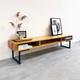Extra Wide Solid Iroko Tv Stand Or Coffee Table With Storage. Minimalist Low Design On Square Legs. "Marston Minimalist