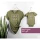 Mama Mini Modern Matching Outfit, Olive Green Mom & Baby T-Shirt One Piece Set, Baby Shower Gift