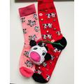 Cow Gift Box With 2 Pairs Ladies Cow Socks & Cos Folding Bag, Bn, Gift, Present, Birthday