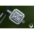 Moissanite Wedding Ring Set, Princess Cut 2Tcw Engagement Ring, Double Halo Ring, 14K White Gold Ring, Anniversary Gift
