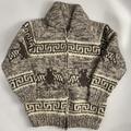 Vintage Hand Knit 100% Wool Cowichan Siwash Sweater Jacket Thunderbird Wc019