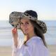 Beach Hats For Women Floppy Foldable Large Brim Sun Hat Straw With Cotton Wide & Bow Womens Spring Summer Navy