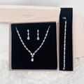 Bridal Jewellery Set, Crystal Drop Earrings, Full Necklace & Bracelet Set, Wedding