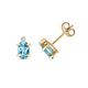 9Ct Gold Diamond & Oval Cut 6x4mm 0.20Ct Light Blue Topaz Stud Earrings - Real 9K