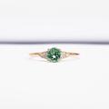 Green Sapphire & Diamond Engagement Ring Handmade in Gold Or Platinum Antique 1920S Art Deco Inspired