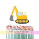 Construction Truck Cake Topper, Bulldozer, Concrete Mixer, Dump Truck, Excavator
