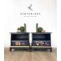 Blue & Gold Luxury Stag Bedside Cabinets