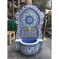 Moorish Mosaic Tile Fountain , Authentic Zellige Gorgeous Moroccan Wall Water Fountain , Garden -Outdoor & Indoor Decor