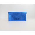 Justbagzz Original Genuine Suede Evening Clutch Bag Metallic Royal Blue Crossbody Handbag Bridesmaid Gift Wristlet & Chain Strap