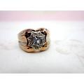 18K Art Deco Ring, Rose Gold White Star Clear Stone Ring Italian Size 7