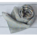 Silk Scarf Grey With Gold Foil Polka Dot Print Chiffon Neck Or Hair Wrap