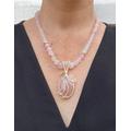 Rose Quartz Wire Wrapped Pendant Necklace, Crystal Jewelry Gift For Mom
