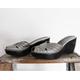 Cole Haan Silver Glam Wedge Platform Sandals || 6.5 To 7 Slip On Style Nike Air Soles Vintage Disco Peeptoe Slide Mules