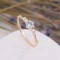 Tiny Womens Sky Blue Topaz Engagement Ring, Dainty & Simple 14K Yellow Gold Promise Ring For Her, Gift Her, Anniversary Gift